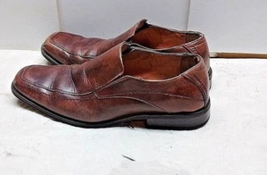 Joseph Abboud Brown Leather Slip On Loafer Apron Toe Dress Men's Shoes 9.5M 42,5 - Picture 1 of 6