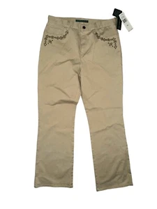 Lauren Jeans Co Ralph VTG NEW Boot Jeans Beaded Southwestern Tan Pants Womens 10 - Picture 1 of 7