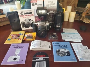 Canon EOS Elan II E 35mm SLR Camera w Filters Lenses Manuals & Extras Very Clean - Picture 1 of 12