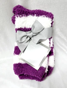 Charter Club  Super Soft Butter Cozy Sleeping Crew Socks Purple stripe - Picture 1 of 1
