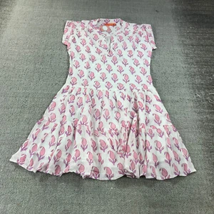 Oliphant Dress Womens Extra Small Roll Sleeve Dress Pink White Floral 1120V - Picture 1 of 10