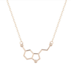 Serotonin Molecule Necklace Jewellery Chemistry Pendant Chain Women's Mens