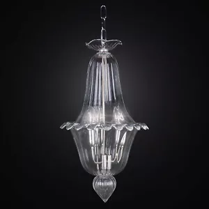 Classic Entrance Chandelier in Clear Murano Glass 3 Light BGA 2124 - Picture 1 of 3