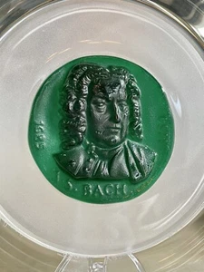 HTF French Daum Bach Art Green Glass Display Plate Grand Musicians Pate de Verre - Picture 1 of 5