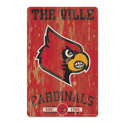 Louisville Cardinals 11"x17" Wood Sign Slogan Design [NEW] NCAA Banner Wall Cover