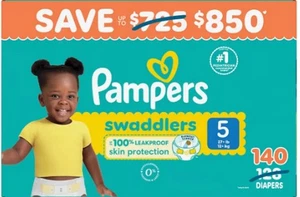 Pampers Swaddlers Active Baby Daytime Diapers Size 5, 140 Count - NEW - Picture 1 of 3