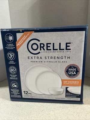 VAJILLA CORELLE LIVINGWARE VITRELLE "REDONDAS MODERNAS" 12 PIEZAS 2025 NUEVA Foto 1 de 4