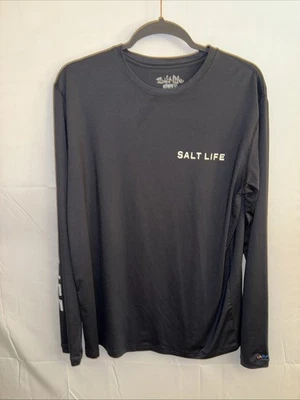 Salt Life 黑色长袖防紫外线“Way Of The Waterman”男式,尺寸 M — 第 1/4 张图片