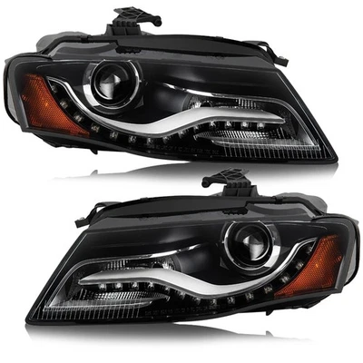 HID/Xenon Headlight w/o AFS w/ LED DRL For 2009-2010 Audi A4 Left+Right Pair Foto 1 de 3