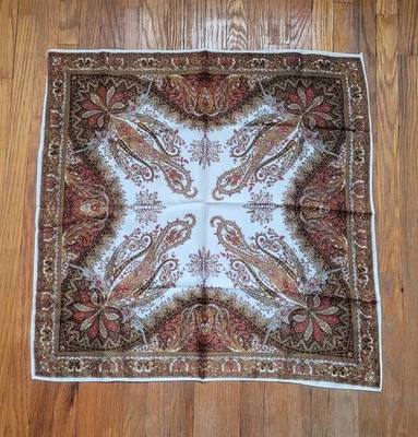 Vintage Made In Japan Brown Paisley Scarf R J Singer Intl 100% Acetate 23 X 23 - Image 1 of 4