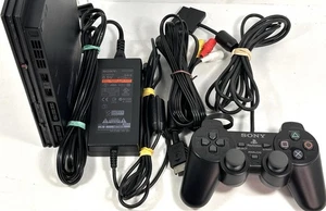 Sony PlayStation 2 PS2 Slim Schwarz Konsole System SCPH-77001 Bundle • Nur Teile - Bild 1 von 9