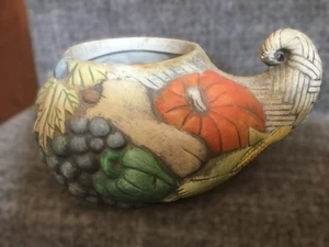 Vintage New Holland Cornucopia Horn of Plenty Planter autumnal Fruits vegetables - Picture 1 of 10