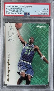 1996-97 Skybox Premium Kevin Garnett Autographics Black Ink Auto PSA 7 Authentic - Picture 1 of 2