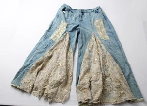 A Rare Bird Women's Denim Lace Insert Denim Jeans NC3 Blue/Ivory Size XL - Picture 1 of 5