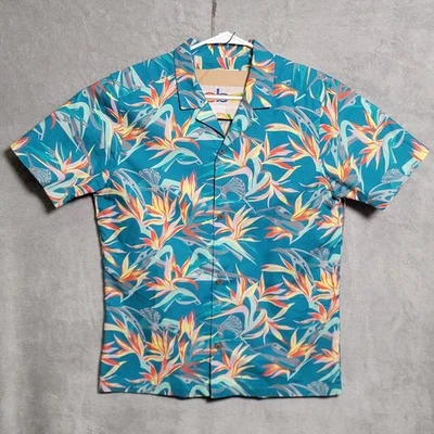 Camisa Patagonia Pataloha Para Hombres Grande Verde azulado Hawaiano Aloha Floral Campamento Botón Playa Foto 1 de 4