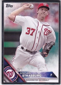 STEPHEN STRASBURG 2016 TOPPS SERIES 2 SILVER METAL FRAMED #1/1 #637 NATIONALS ! - Picture 1 of 1
