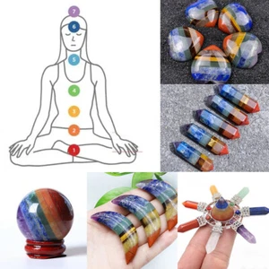 Natural Crystal 7 Chakra Stones Quartz Energy Pocket Reiki Healing Gift Decor - Picture 1 of 30