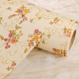 Polyvinyl Floral Design Wall Stickers Wallpaper For Bedroom Decor Yellow Color - Picture 1 of 3