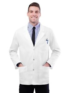 Adar Pop-Stretch Mens 31" Snap Comfort Fit Front Lab Coat Uniform