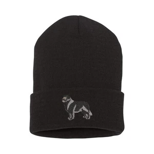 Cappello berretto nero ricamato cane Terranova, berretto invernale ricamato - Foto 1 di 2