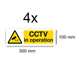 CCTV Sign Vinyl Stickers Surveilance Camera, Warning In Operation Decalx4 - Foto 1 di 2