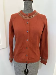 Laura Ashley Women’s Burnt Orange Wool Knit Cardigan Fair Isle Cottagecore M 10 - Picture 1 of 17