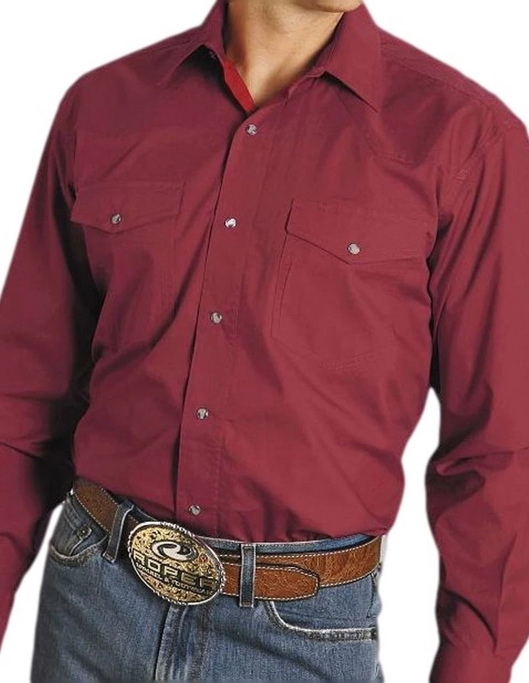 Roper Western Shirt Mens L/S Snap Solid Poplin Red 03-001-0265-1022 RE - Изображение 1 из 1