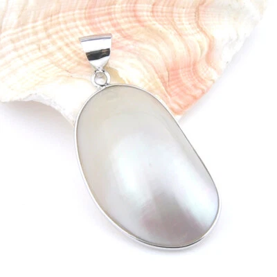 Шикарный ювелирных изделий подарок Royal раковина белый жемчуг драгоценные камни твердого серебра ожерелье кулоны - Изображение 1 из 4