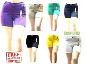 Womens Plus Size Shorts Stretch premium Twill Mid Risd Short - Picture 1 of 15