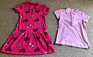 GIRLS OUTFIT SIZE MEDIUM M 8 OLD NAVY SKATER DRESS PINK SHIRT TOP HEART SET 2 - Picture 1 of 2