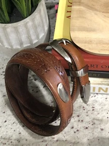 Men’s Leather Brown Woven Pattern Belt 49 in Greg Norman Genuine - Picture 1 of 14