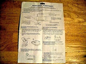 INSTRUCCIONES MANUALES SEGA GAME GEAR POWERBACK - MUY BUEN ESTADO - USADO - Imagen 1 de 2