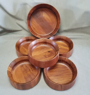 Conjunto de tigela de madeira 6-Dansk International JHQ uma tigela de servir e cinco tigelas de 7 1/4" - Imagem 1 de 4