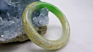 CERTIFIED NATURAL JADEITE CARVING BANGLE 57.9 mm - Picture 1 of 9