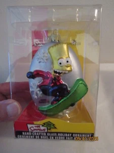 Kurt Adler - The Simpsons - Bart Snowboarding - Glass Christmas Ornament - 2003 - Picture 1 of 3