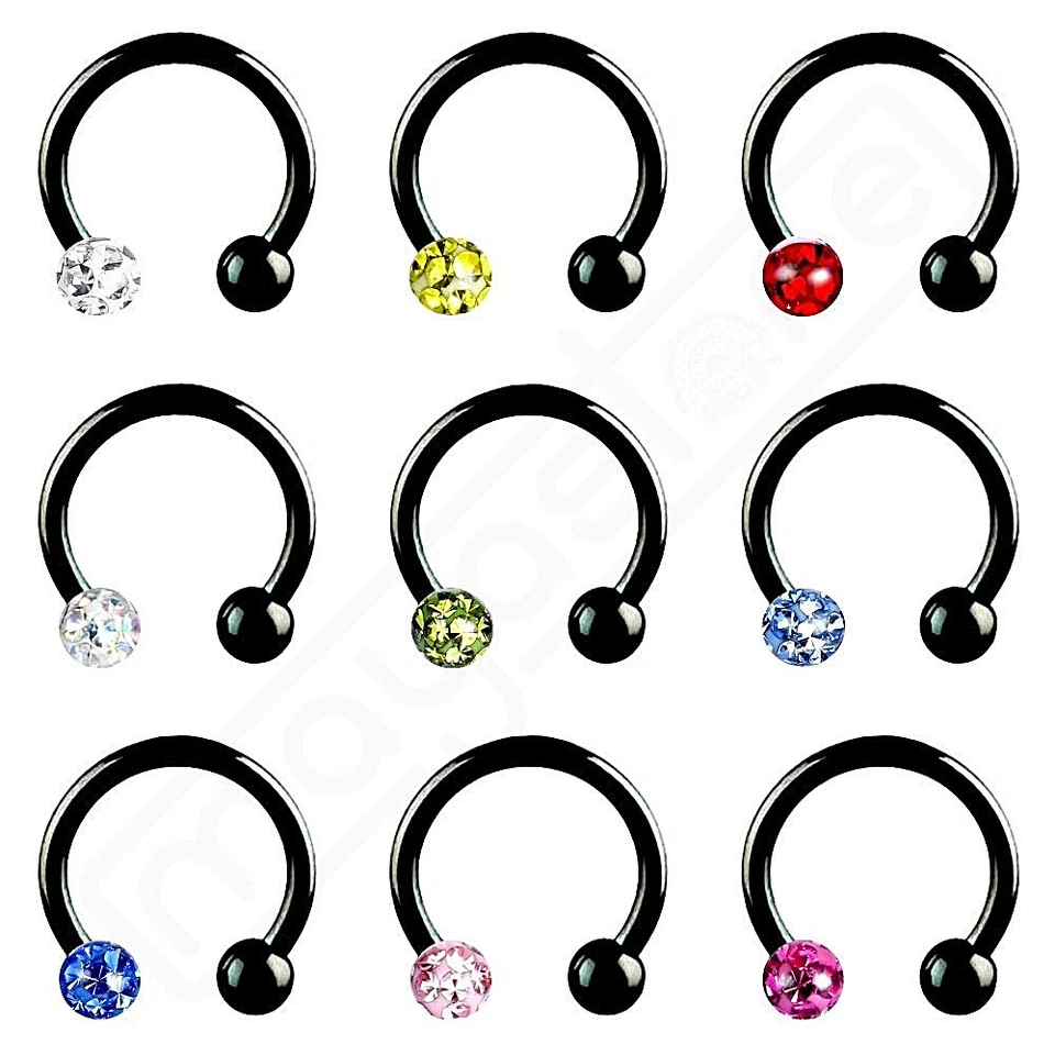 1,2MM LIPPENPIERCING FERIDO HUFEISEN TRAGUS EPOXY KUGEL SCHWARZ PIERCING KUGELN - Bild 1 von 1