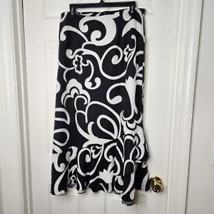 Vintage Giorgio Fiorlini Linen Womens Black White Long zip Back Skirt 14/16 - Picture 1 of 9