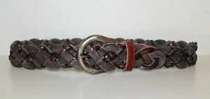The Limited Womens Belt Sz M Brown Leather Woven Braided Silver Tone Buckle