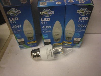 EarthBulb - 3 Pack - LED B11 40W Soft White 4.7 Watts Dimmable Med base Bulb - Image 1 of 4