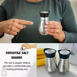 Chandler Sale e Pepe Shaker Set 4oz Fondo Vetro Ricaricabile Argento 2pz - Foto 1 di 13