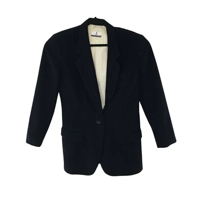 Blazer Vintage Años 80 90 Anne Klein Línea A Novio Pequeño Azul Lana Cachemira Foto 1 de 4