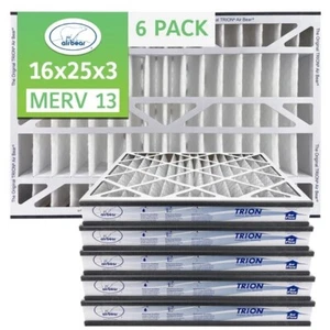 Trion Air Bear 266649-101 (6 Pack) - 16" x 25" x 3" MERV 13 Pleated Air Filter - Picture 1 of 6