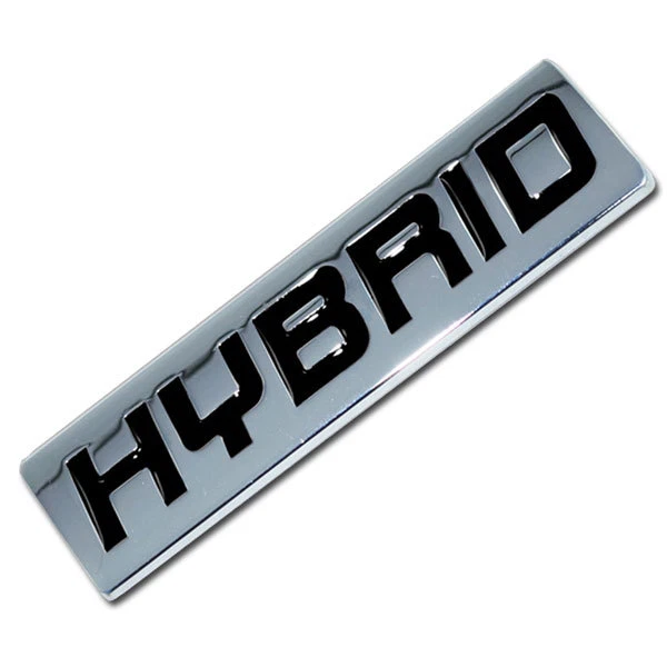 CHROME/BLACK METAL HYBRID ENGINE RACE MOTOR SWAP EMBLEM BADGE TRUNK HOOD DOOR - Image 1 of 1
