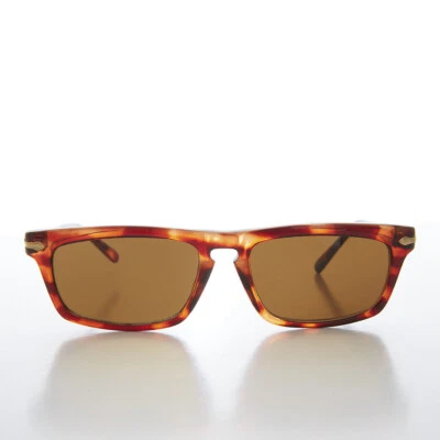 Tortoise Slim Rectangular Beatnik Vintage Sunglass Brown Lens - Wilde - Image 1 of 3