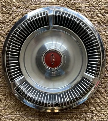 Vintage 1960s Chrysler Newport New Yorker Hubcap Wheel Cover Red Emblem Center - Image 1 of 4