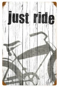 Letrero de metal oxidado Just Ride (silueta de bicicleta) 445 mm x 290 mm ¡REBAJADO!! - Imagen 1 de 1