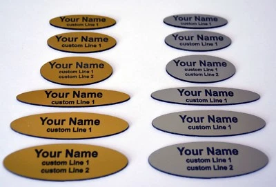 WAROFFICE Custom Personalised Oval Engraved Name Badge Plastic, Metal or Magnet Clip