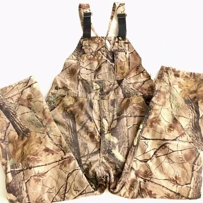 Carhartt Bib Overall Mens 42x32 RealTree Camo Insulated Double Knee Zip R54 CAP - Image 1 of 4
