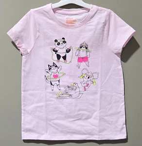 Cat & Jack Girls' Size Medium 8 Fitness Animals Graphic SS Light Pink T-Shirt - Picture 1 of 6