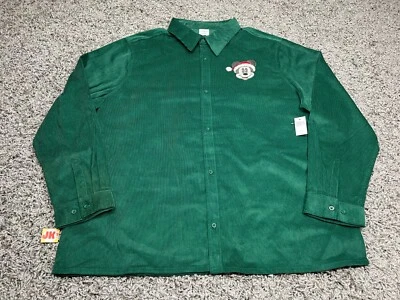 НОВАЯ рубашка Disney для взрослых XXL 2XL зеленая Mickey Mouse рождественский Санта вельветовая длинная - Изображение 1 из 4